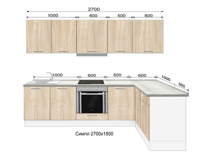 Кухня Симпл 2700х1500 - Боровичи мебель